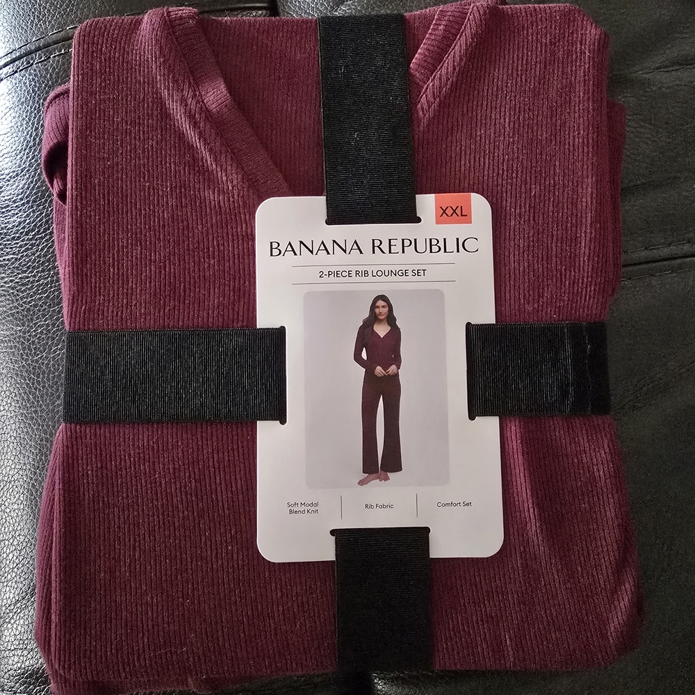 Banana Republic Deep Burgundy Ribbed Lounge Set
